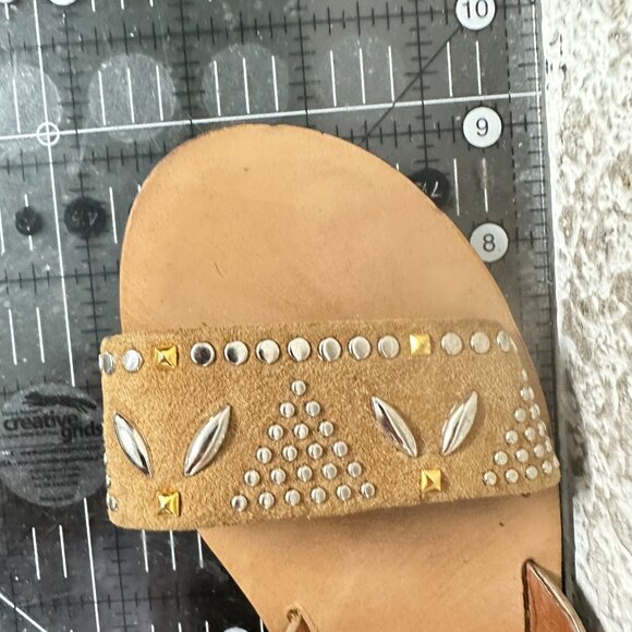 Valentino Garavani Women Size EU 35 US 5 Brown Suede Studded Buckle Flat Sandal - Picture 10 of 10